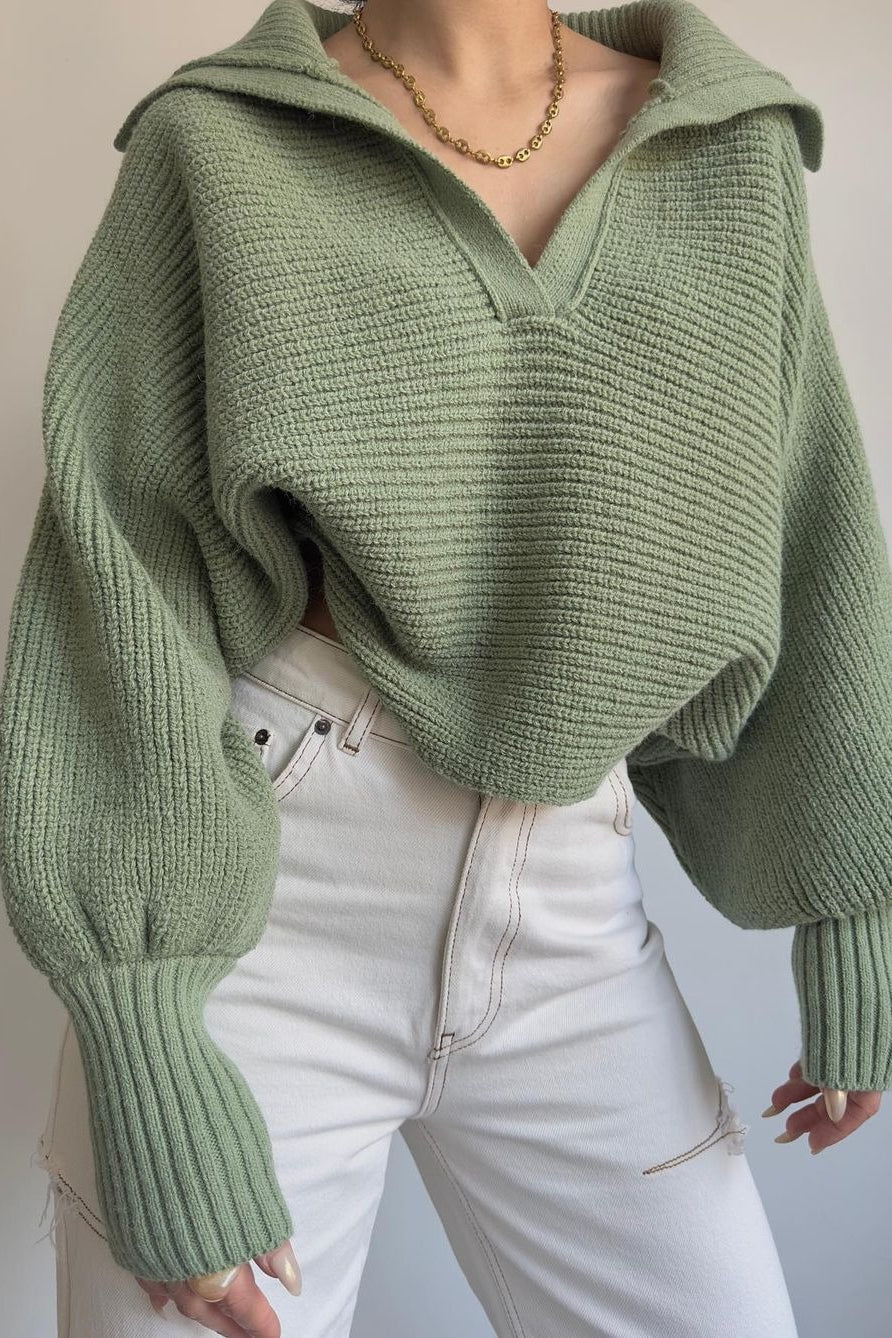 Clarybel | Kuscheliger Pullover mit offenem Kragen und Strukturstrick