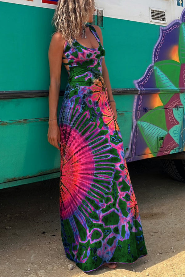 Talie | Tie-Dye Maxikleid mit Rückenschnürung