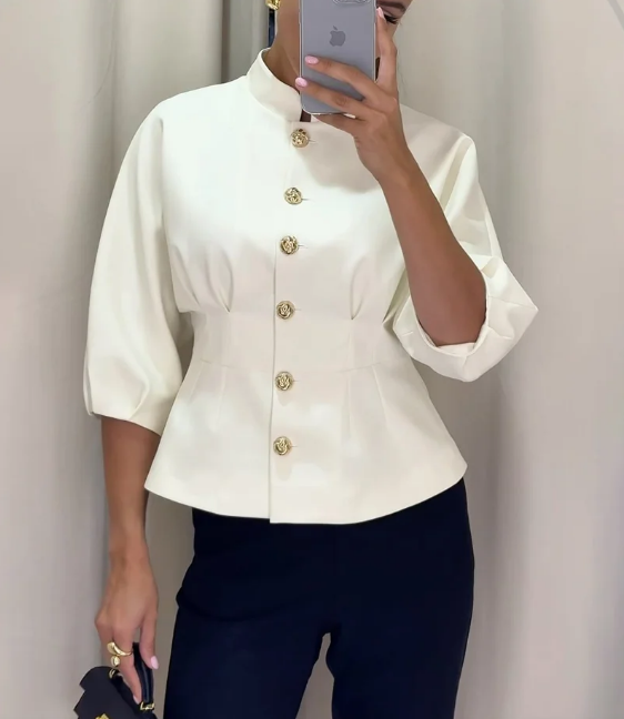 Eva™ | Elegantes Hemd mit Stehkragen