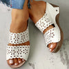 Cari | Bestickte Wedge-Sandalen aus Leder