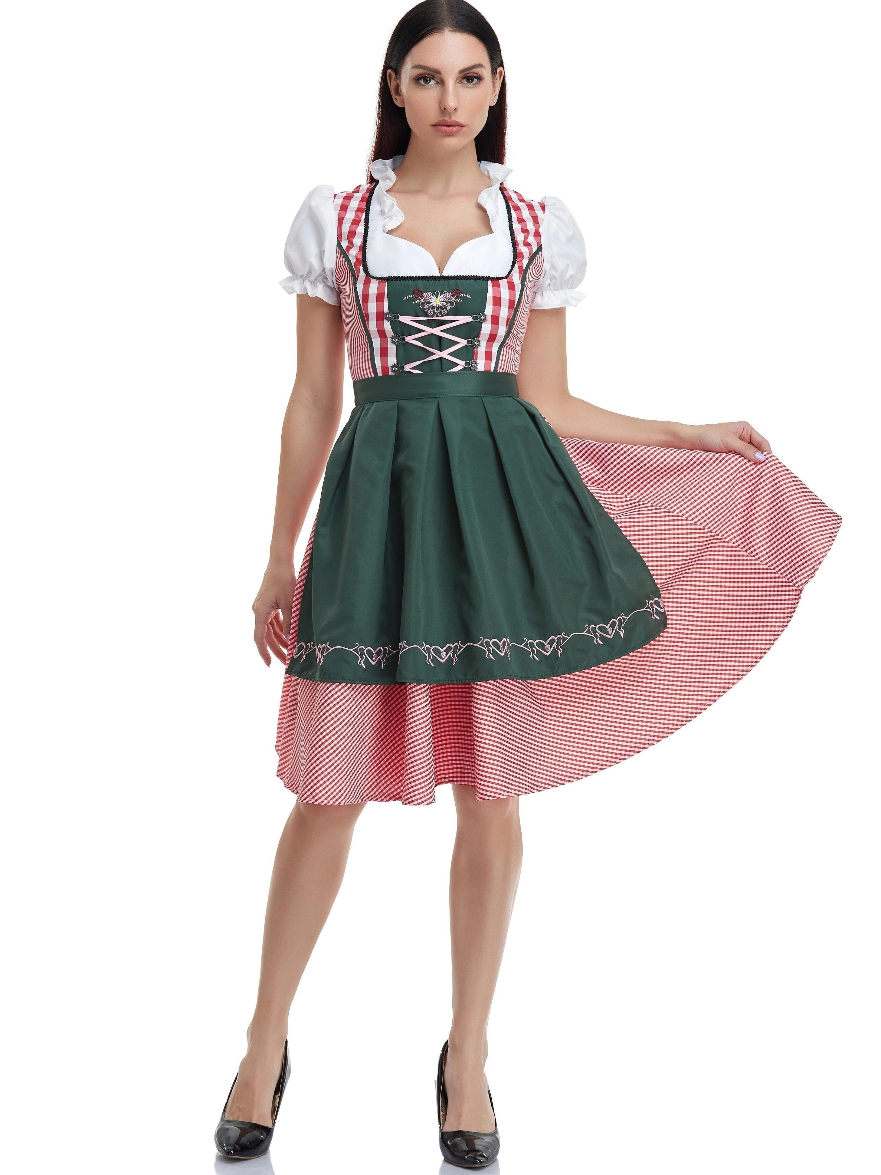Damen Olivgrünes Dirndl Kleid Oktoberfest