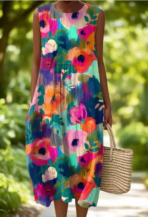 Emili | Ärmelloses Baumwoll-Leinen Kleid