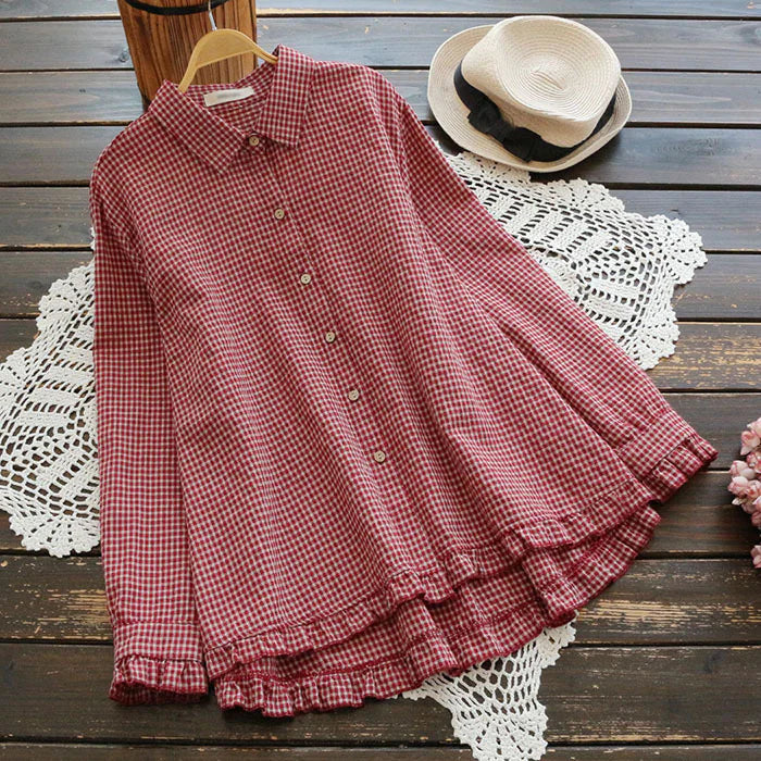 Samantha | Kariertes Oversize-Hemd aus Leinen