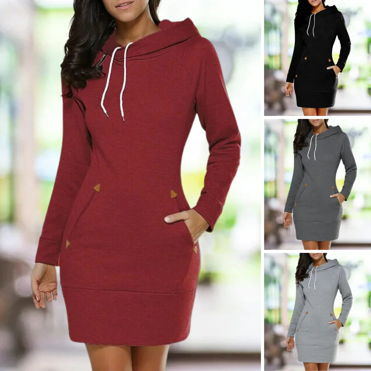 Avelie | Lässiges Strickkleid mit Kapuze und Taschen