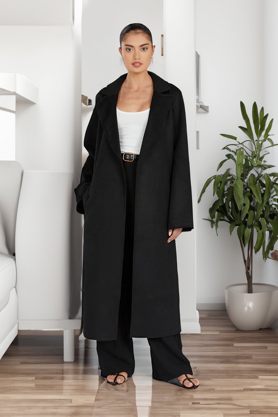 Anouk™ | Klassischer Wintermantel mit Kragen - Schwarz / XS