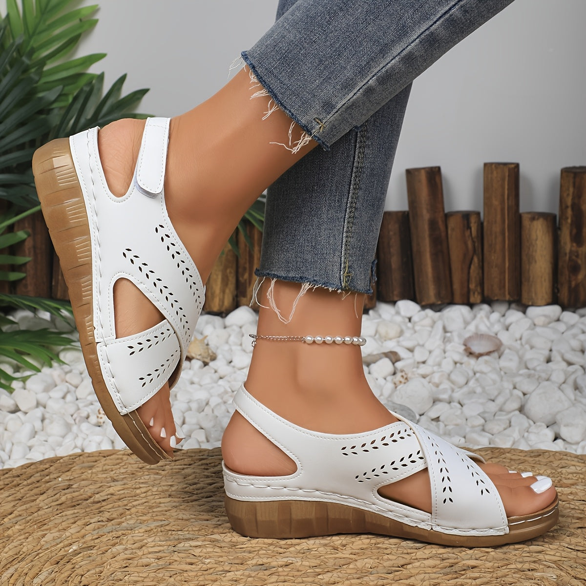 Verna | Orthopädische Ledersandalen mit Keilabsatz