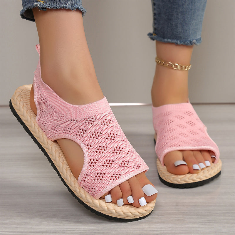 Ivory | Bequeme flache Damen-Sandalen aus Maschenware