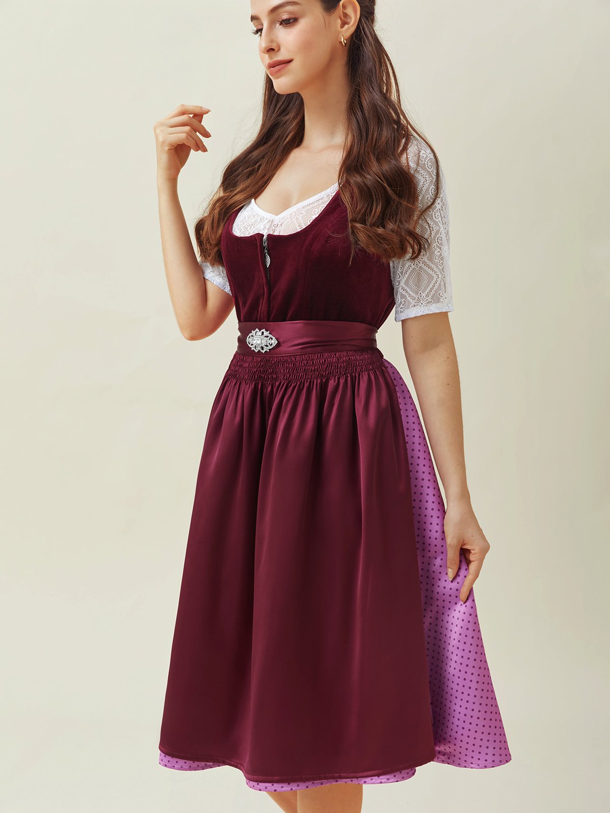 Frieda - Tracht für Damen - Long Dress - Kastanienbraun / S