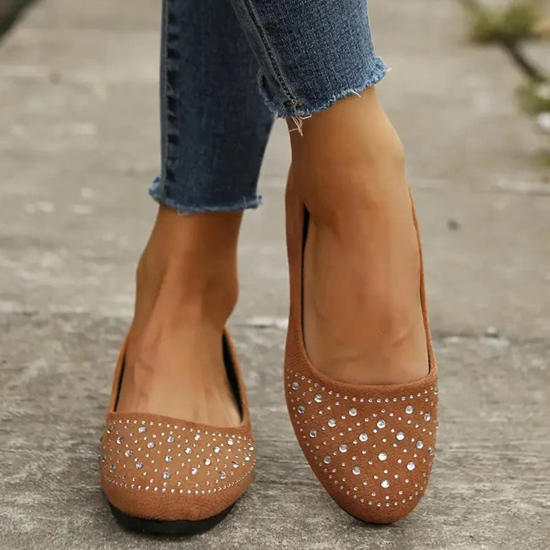 Soli | Orthopädische flache Puppenschuhe für Frauen mit Kristall