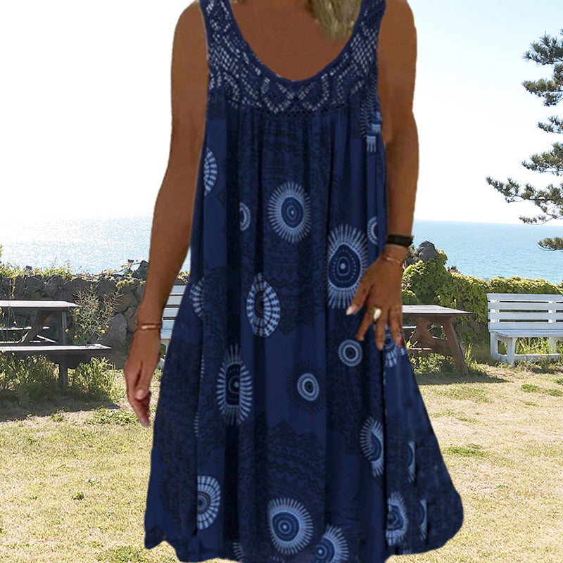 Grant | Ärmelloses Midi-Jochkleid mit Prints