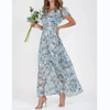 Tiera | Maxikleid mit geblümten Flatterärmeln aus Chiffon