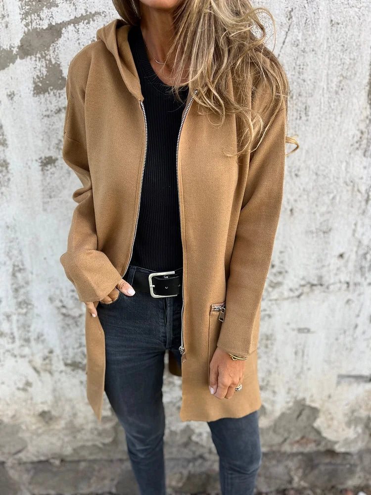 Ida | Rundhals-Reißverschluss Langarm Freizeitjacke - Schwarz / S