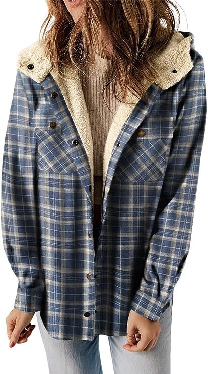 Grace™ | Plaid Jacke Langarm Schnalle Wolle mit Kapuze