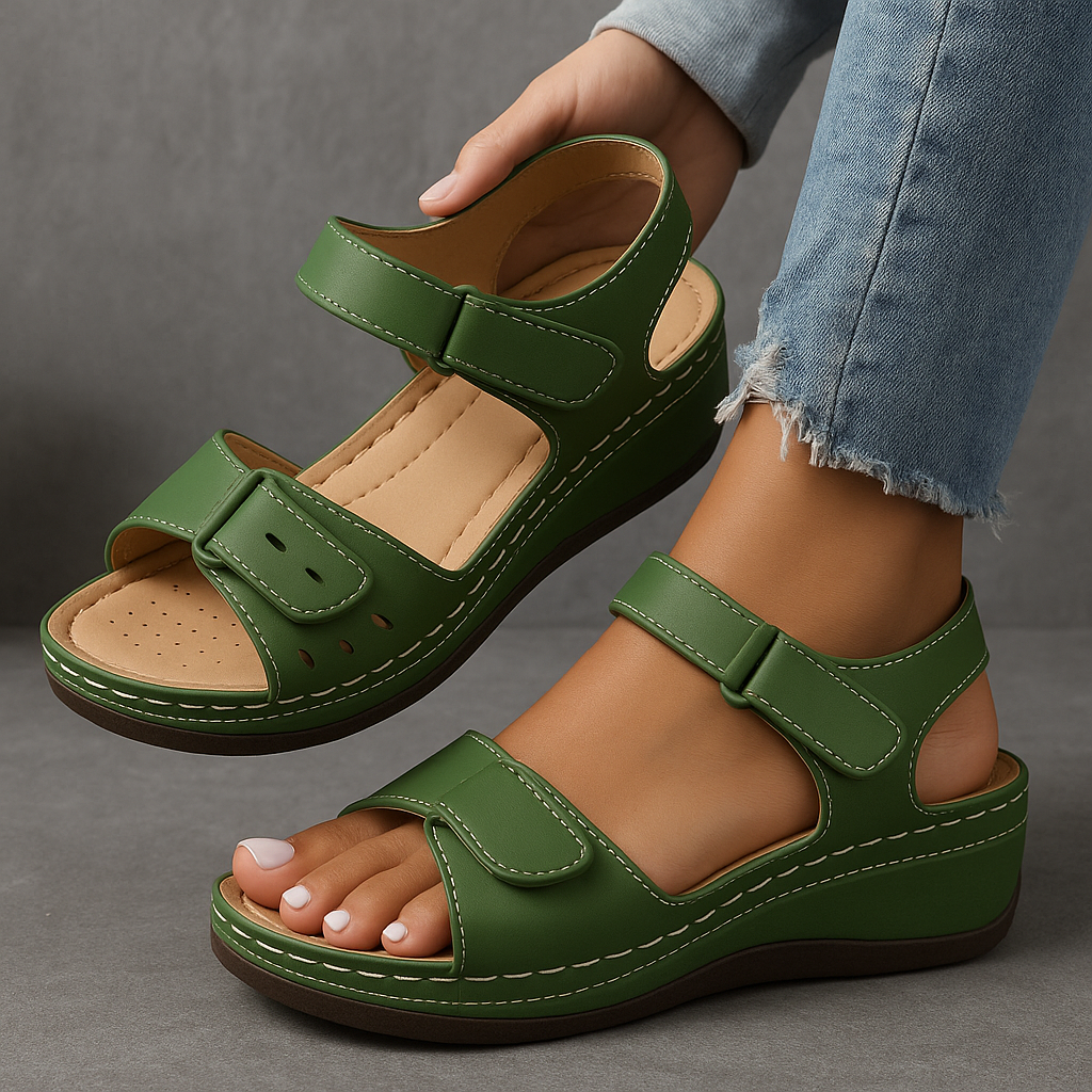 Sage | stilvolle orthopädische Sandalen mit komfortablem Keilabsatz