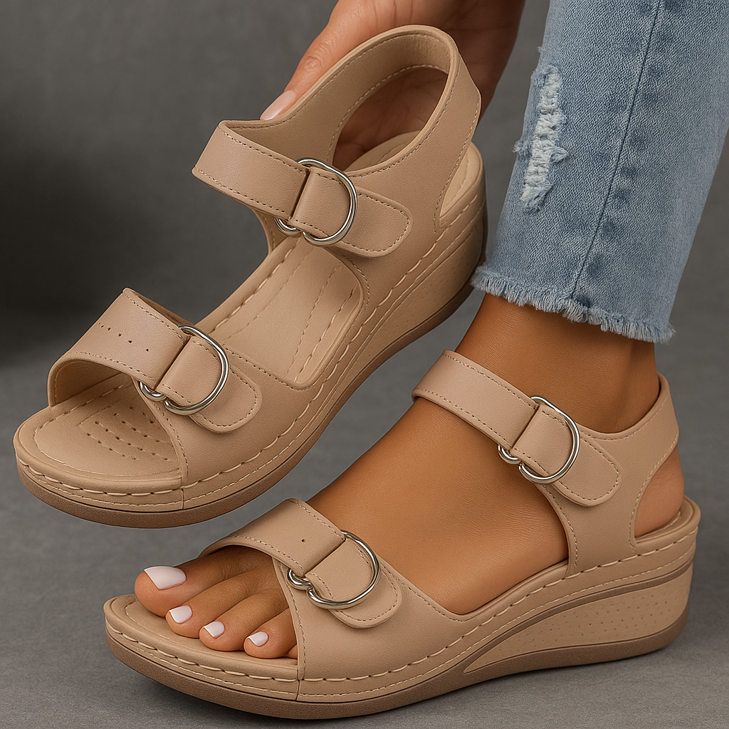 Sage | stilvolle orthopädische Sandalen mit komfortablem Keilabsatz