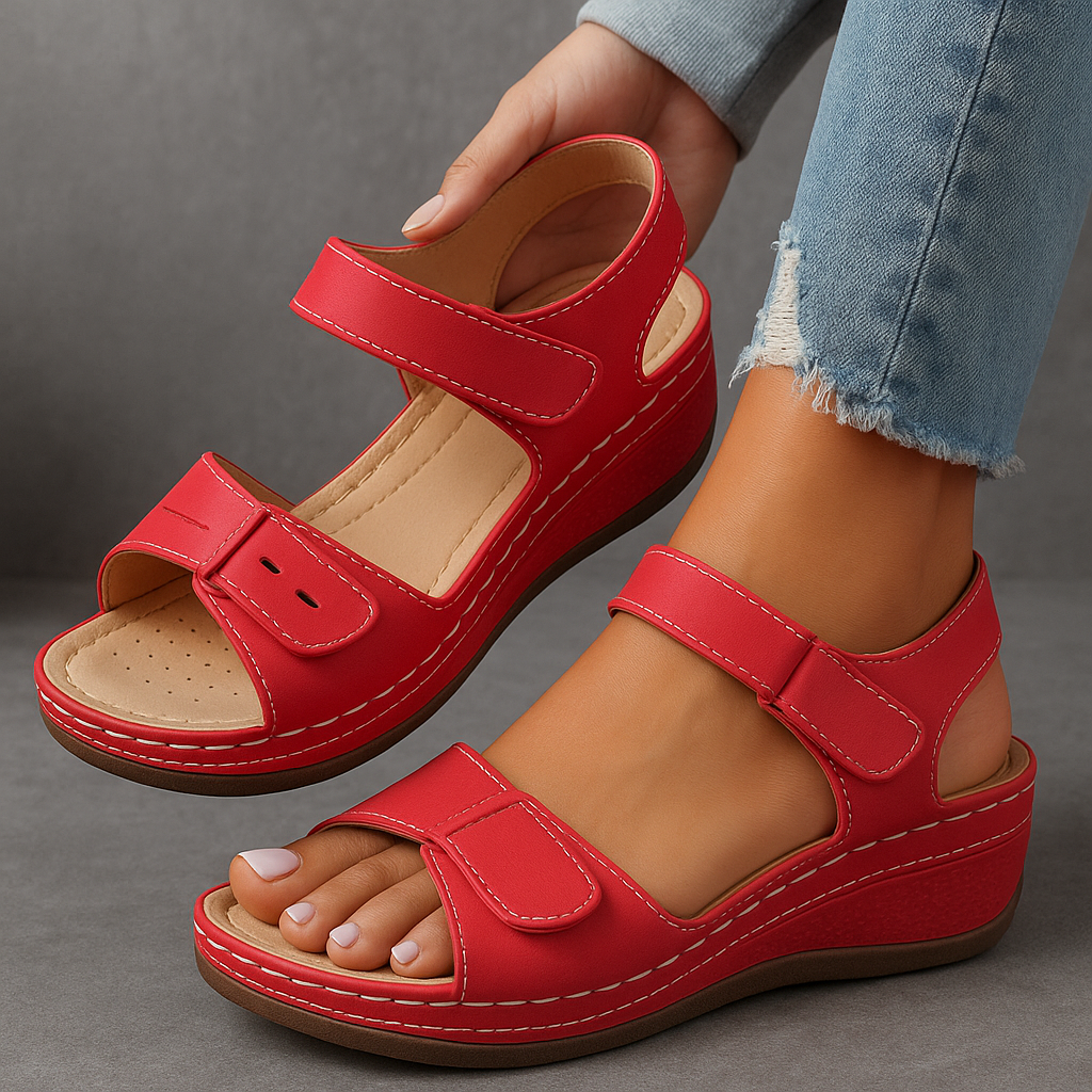 Sage | stilvolle orthopädische Sandalen mit komfortablem Keilabsatz