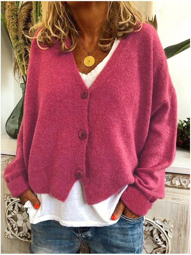 Selina™ | Chic Strickjacke für Damen - Rosenrot / S