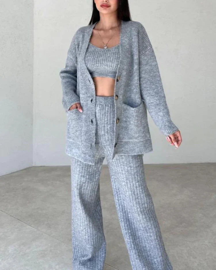 Isabella | dreiteiliges Strick-Set - Grau / S