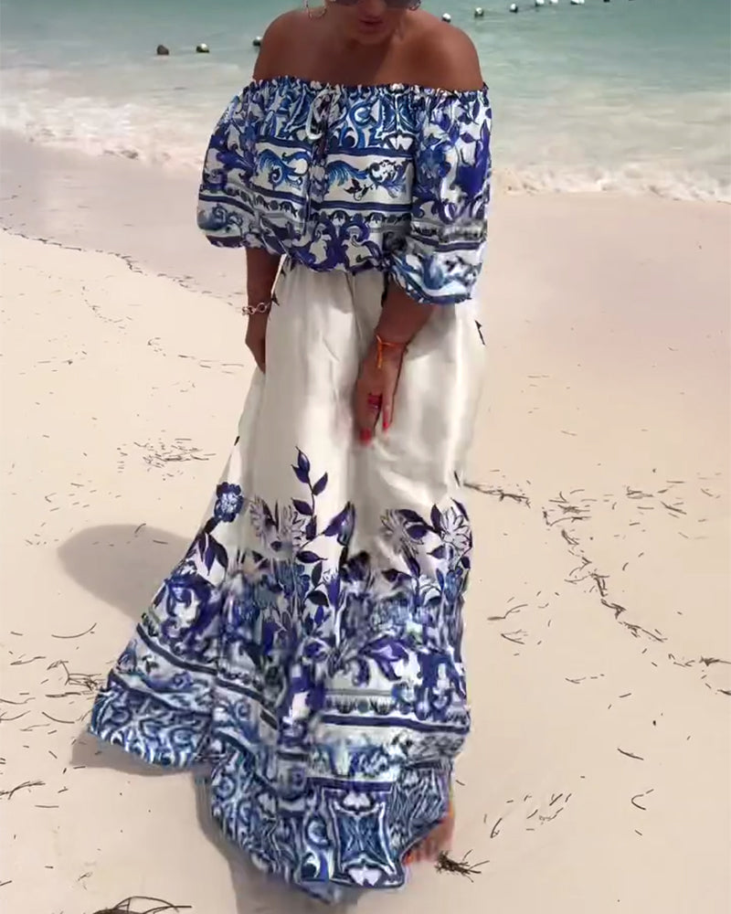 Emilia™ | Luftiges Off-Shoulder-Kleid mit sommerlichem Print