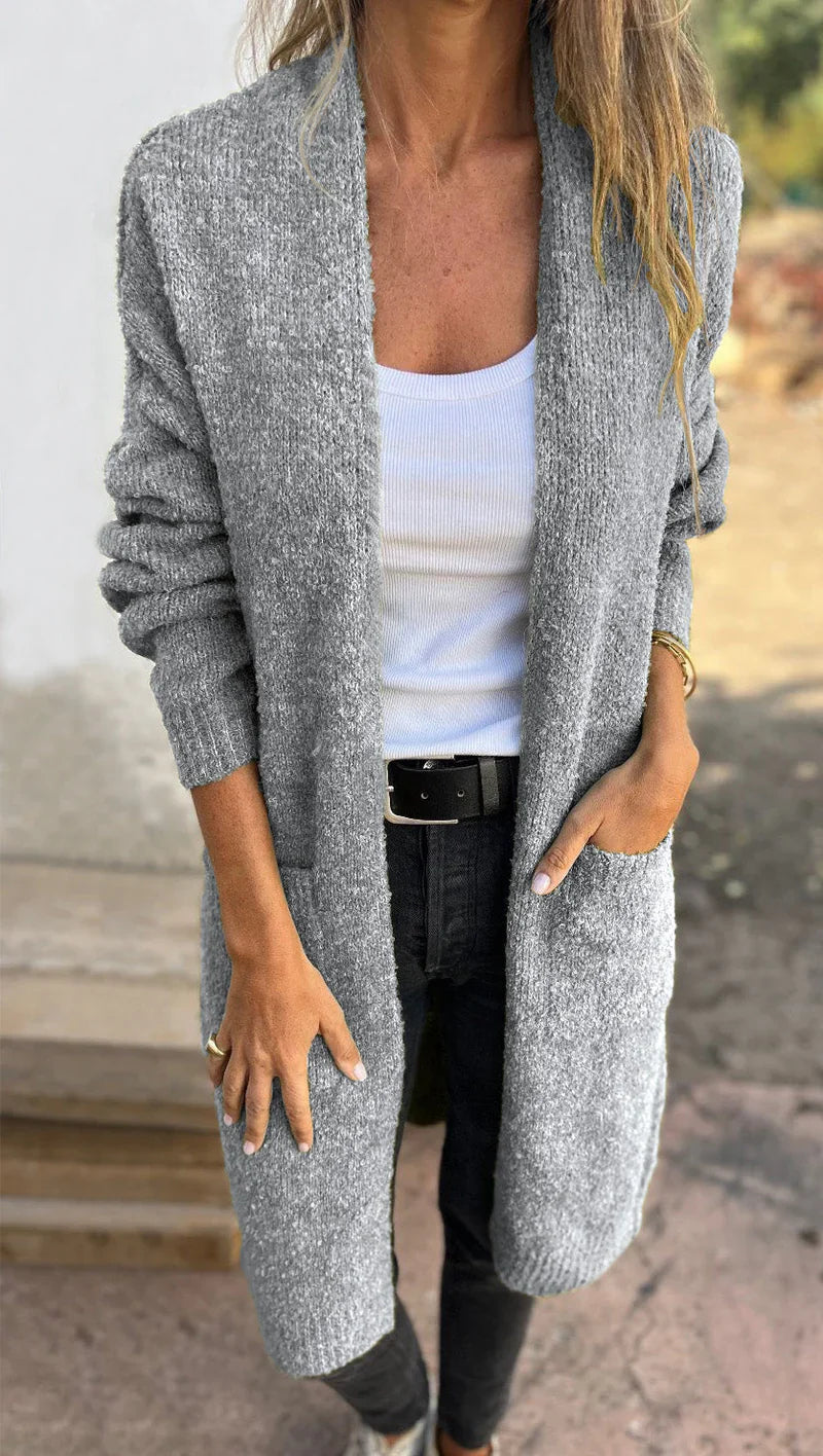 Helena™ | Kuscheliger Strickmantel - Kläder och Accessoarer - Grau / S