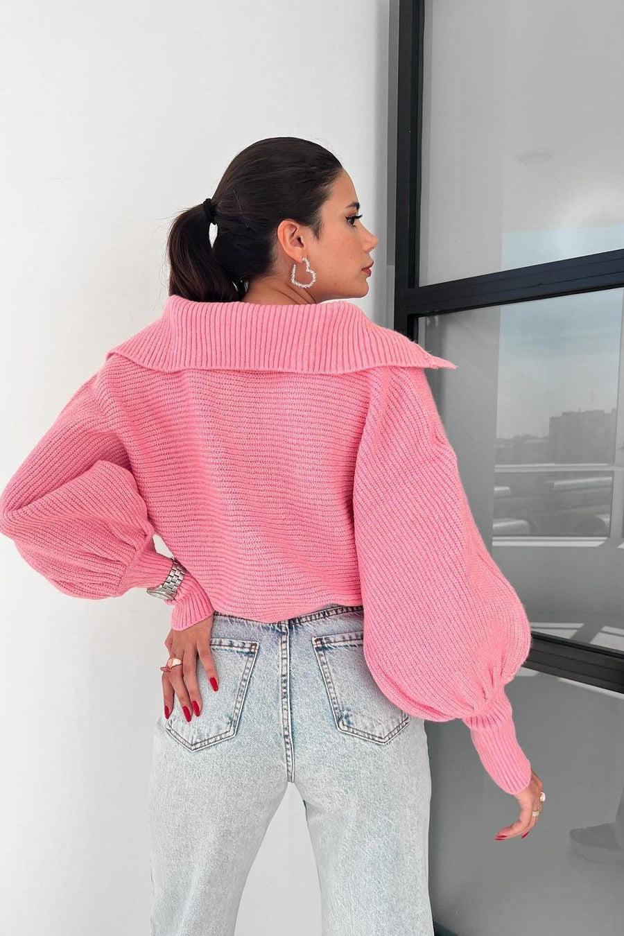 Clarybel | Kuscheliger Pullover mit offenem Kragen und Strukturstrick