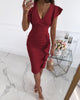 Natalie™ | Stilvolles Kleid mit verspielten Rüschen und V-Ausschnitt