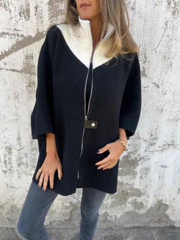 Mika | Lässige Jacke mit hohem Kragen - Jacket - Schwarz / S