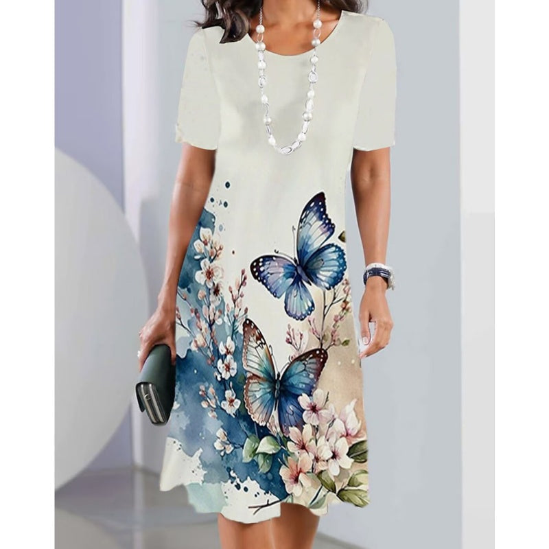 Luby | Lebhaftes Naturdesign Midi-Kleid