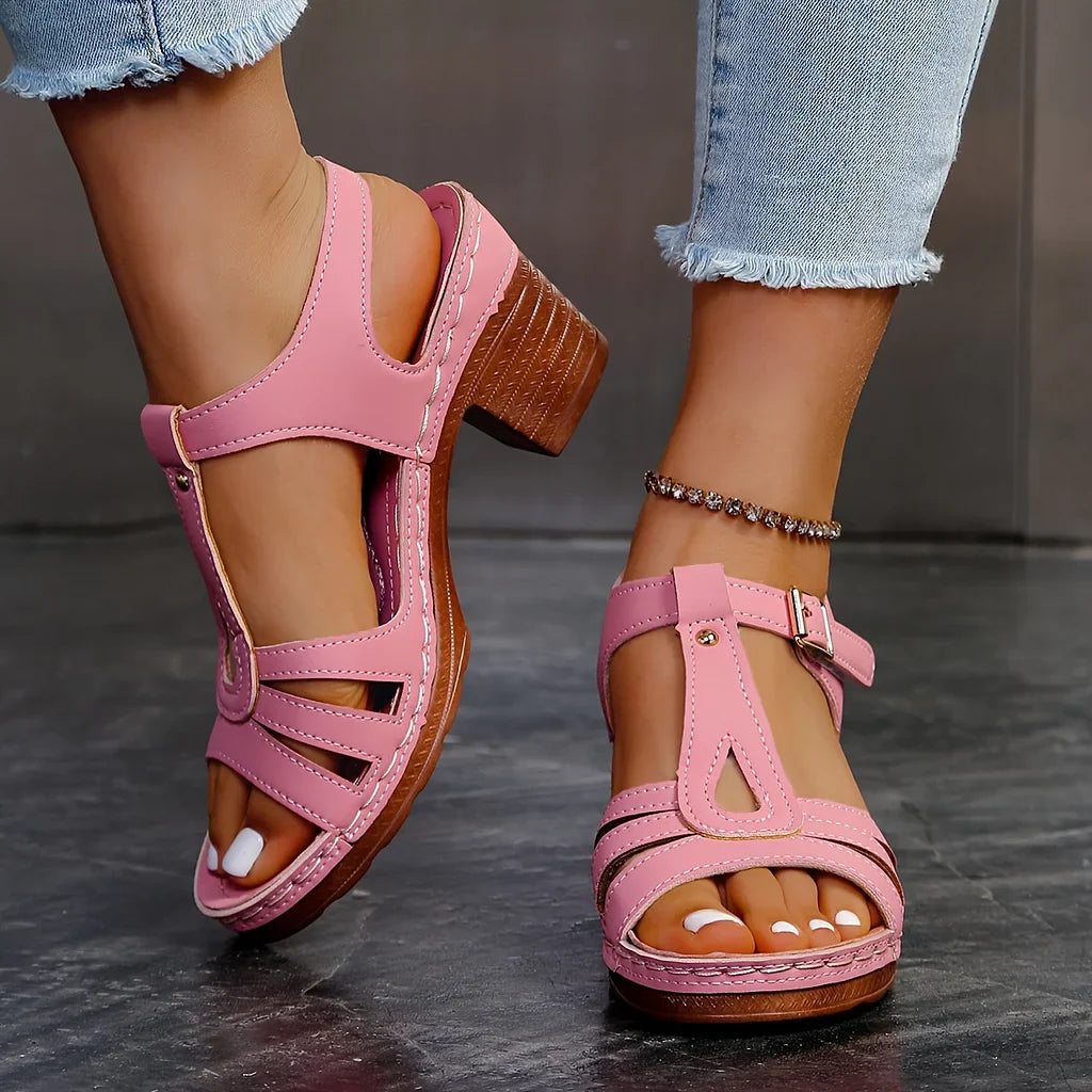Lotus | Damen Sandalen mit Blockabsatz und Cut-Outs