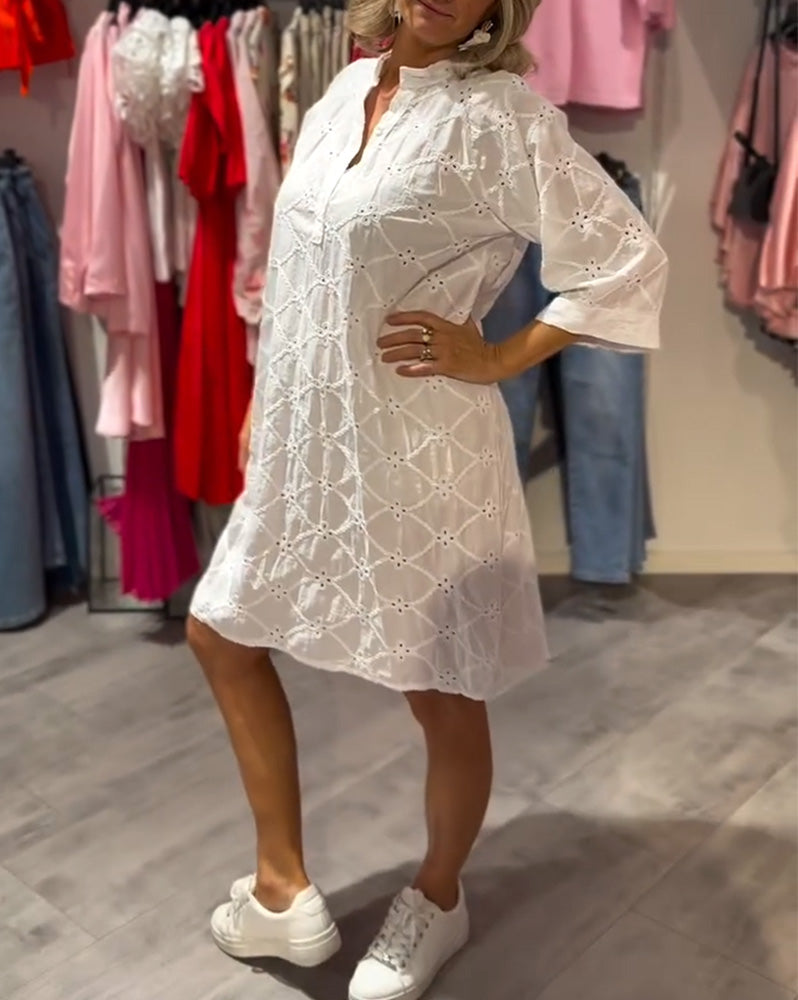 Luella | langärmeliges Kleid mit floralem Dekolleté