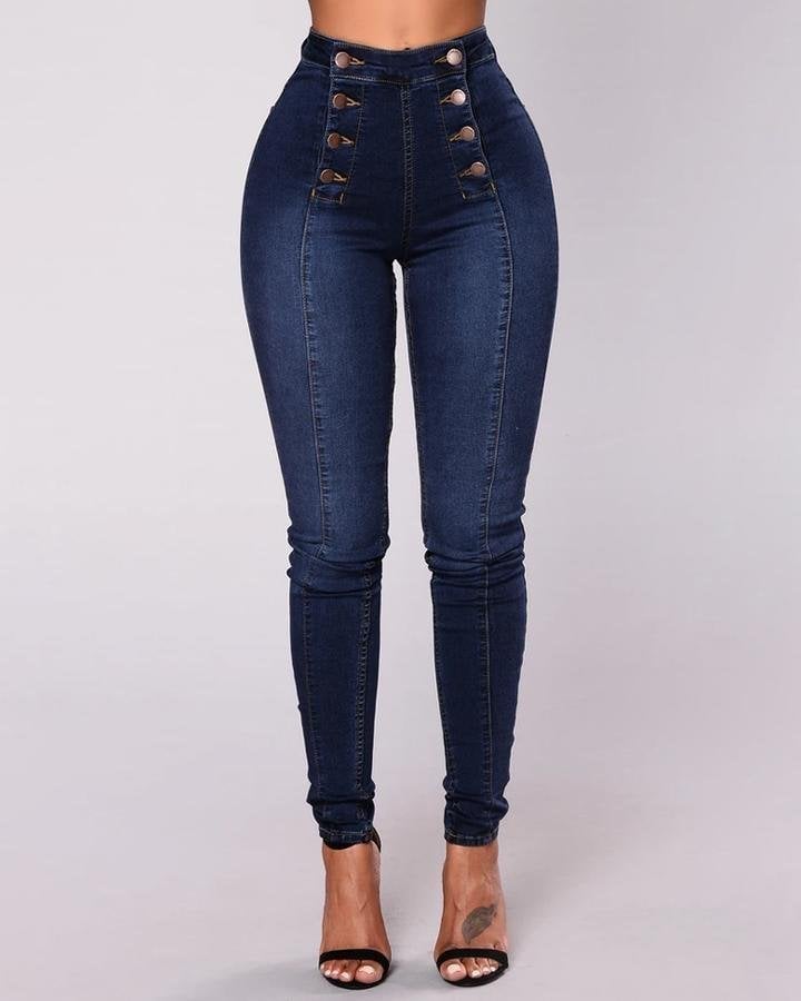 Violetta™ – High-Waist Jeans mit Doppelknopfleiste - Hellblau / S