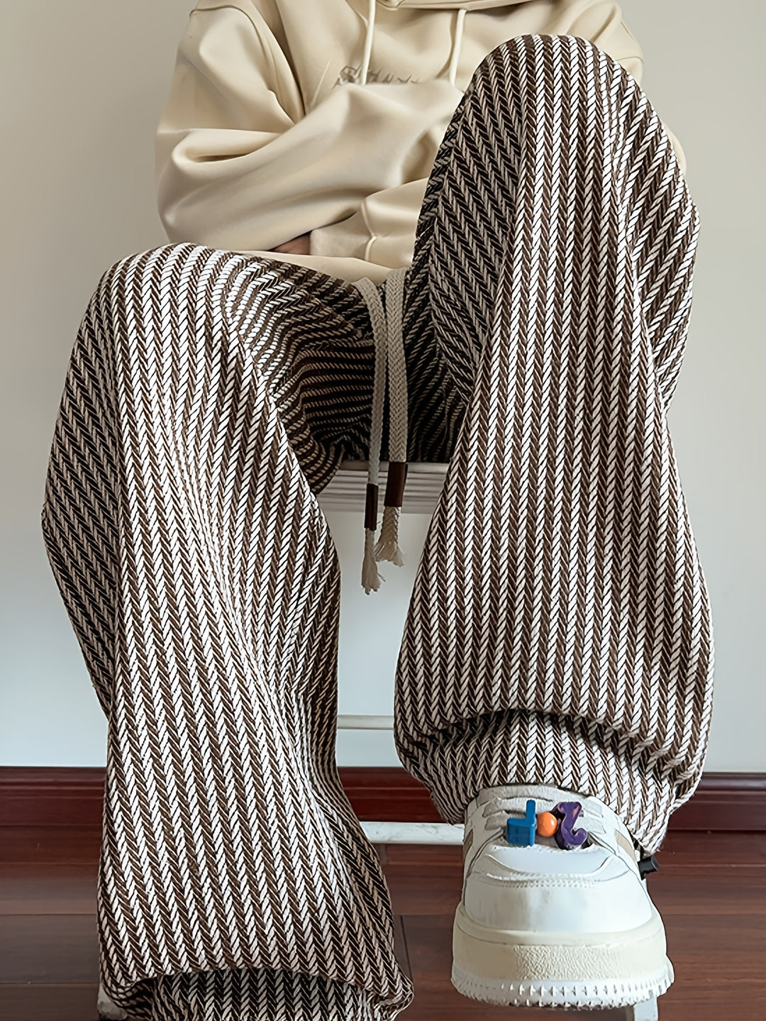 Leon | Gestreifte Hose mit weitem Bein