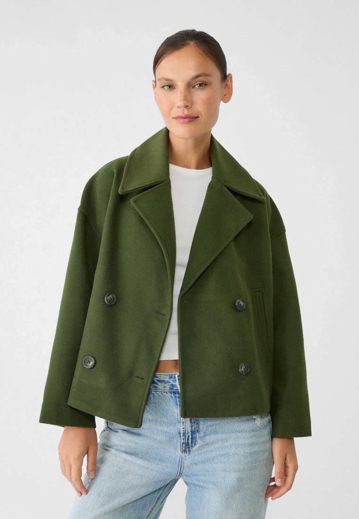 Vespera™ – Kurzgeschnittener Wollmantel für Damen - Beige / XS