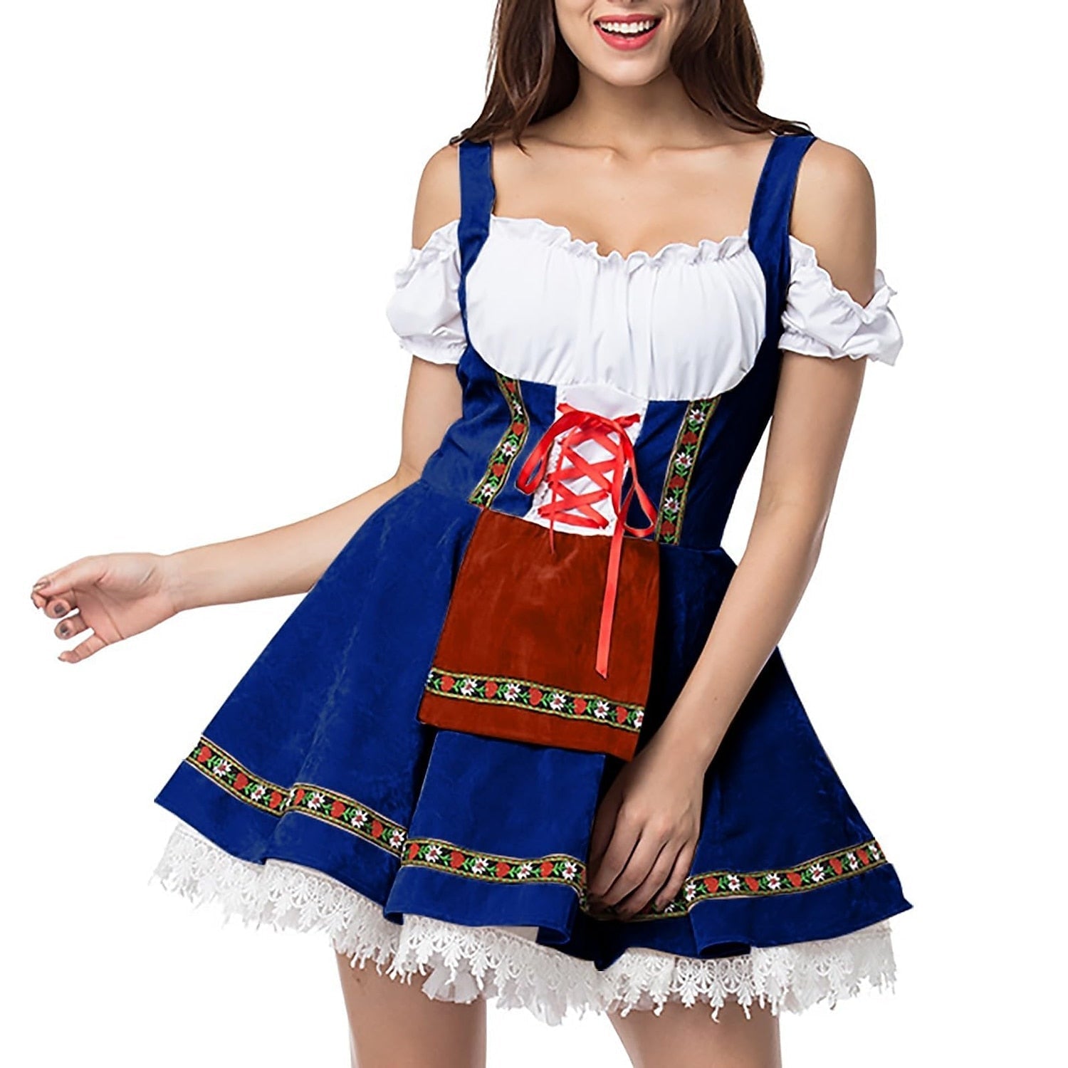 Damen Oktoberfest Kostüm Dirndl mit Schürze