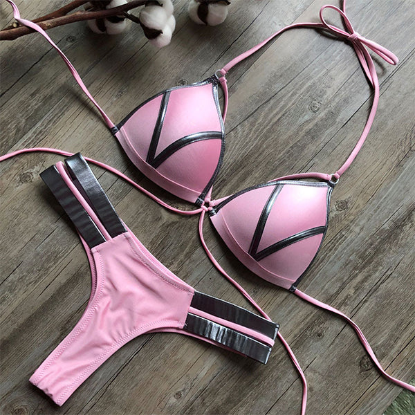 Dacy | Bikini-Badeanzug mit goldenen Stoffnähten