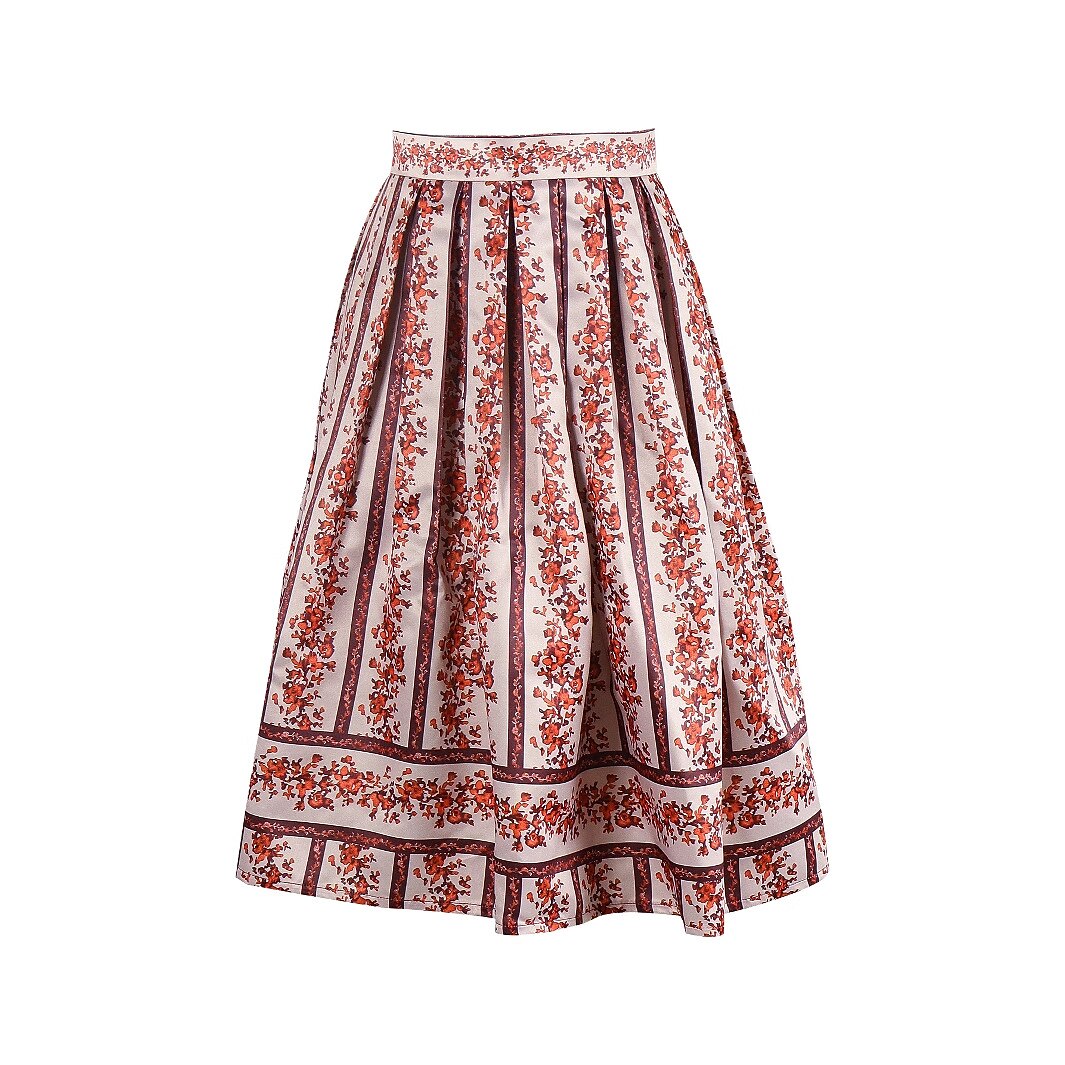 Oktoberfest Bayerischer rosa Midirock mit Blumenmuster
