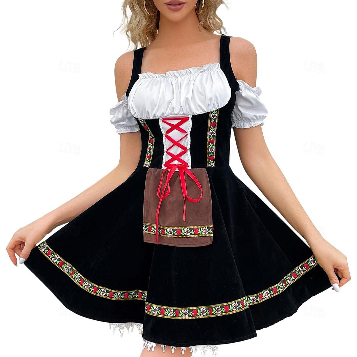Damen Oktoberfest Kostüm Dirndl mit Schürze