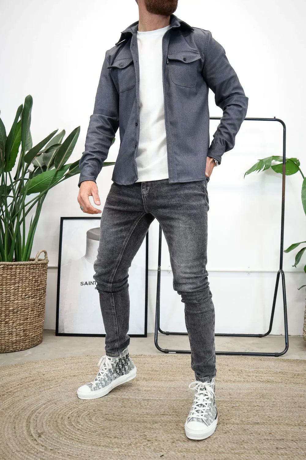 Noah™ | Stilvolles Freizeit-Hemd - Hellgrau / XS