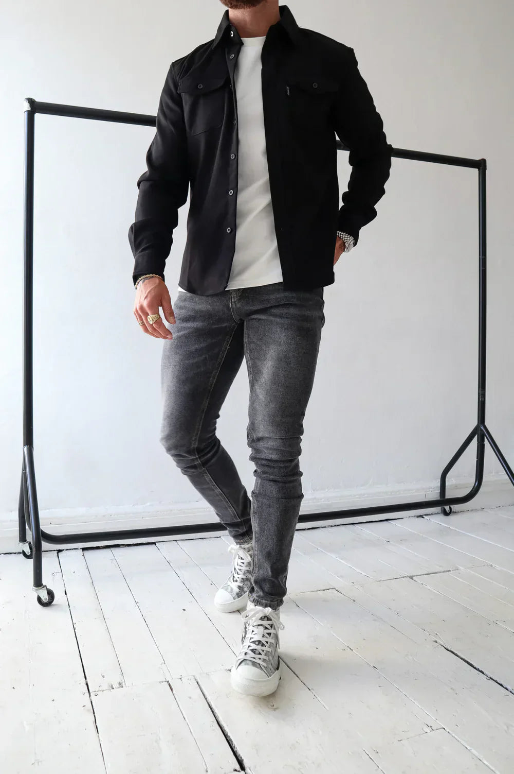 Noah™ | Stilvolles Freizeit-Hemd - Hellgrau / XS