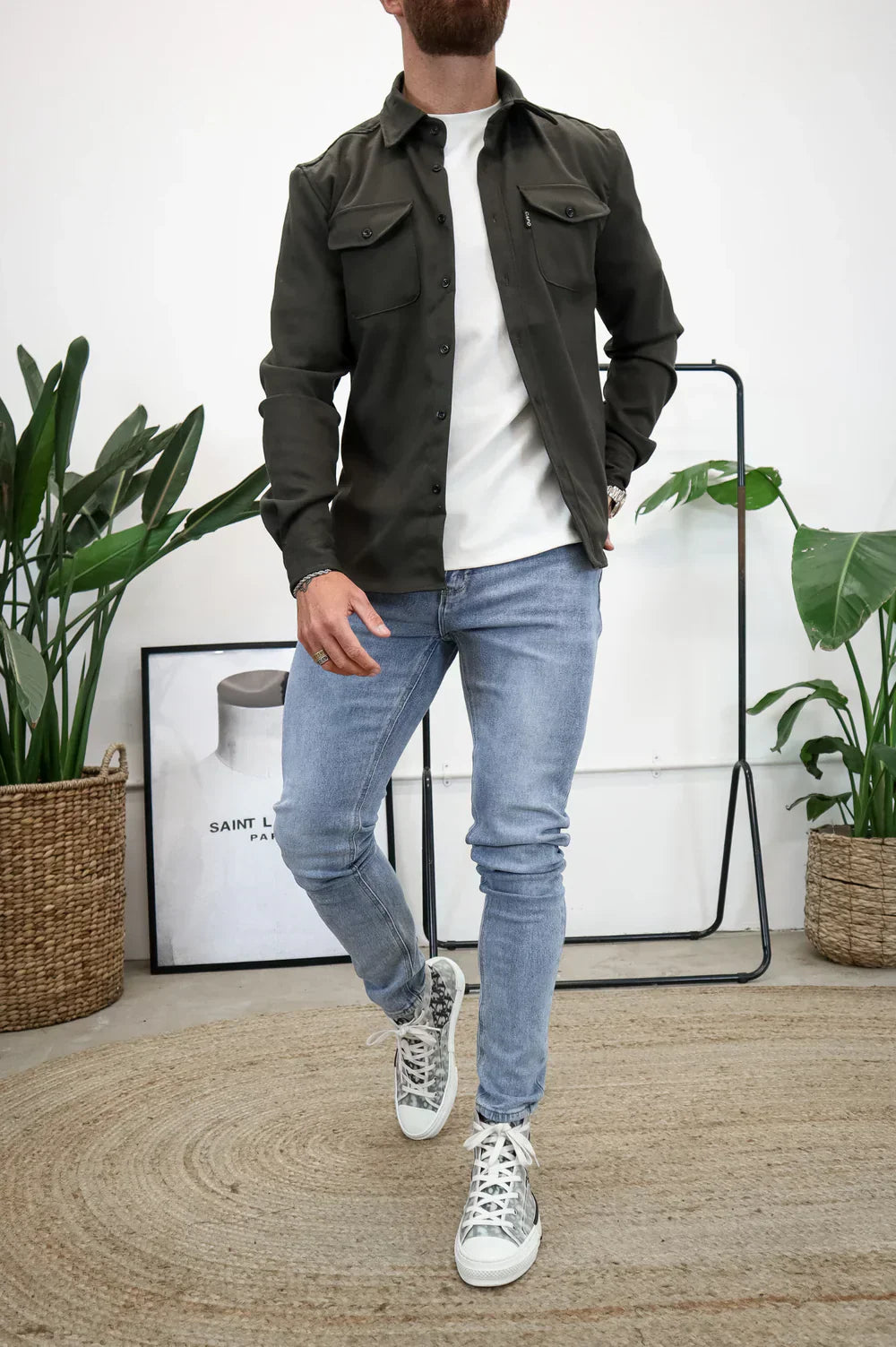 Noah™ | Stilvolles Freizeit-Hemd - Hellgrau / XS