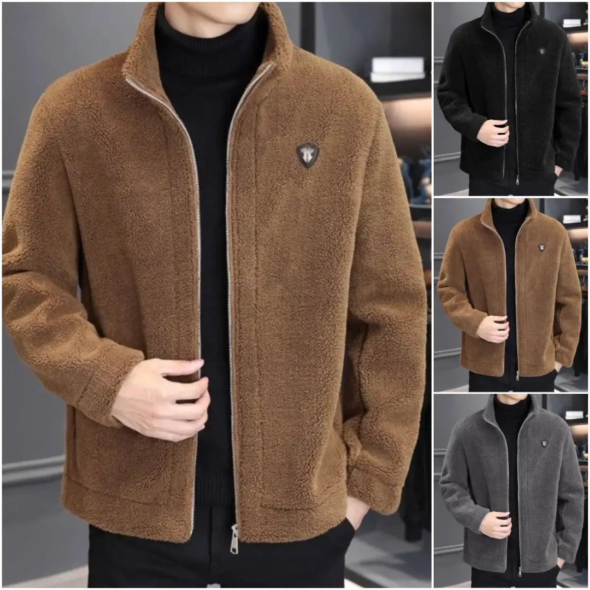 Alde | Warme Herrenjacke aus Lammfellimitat