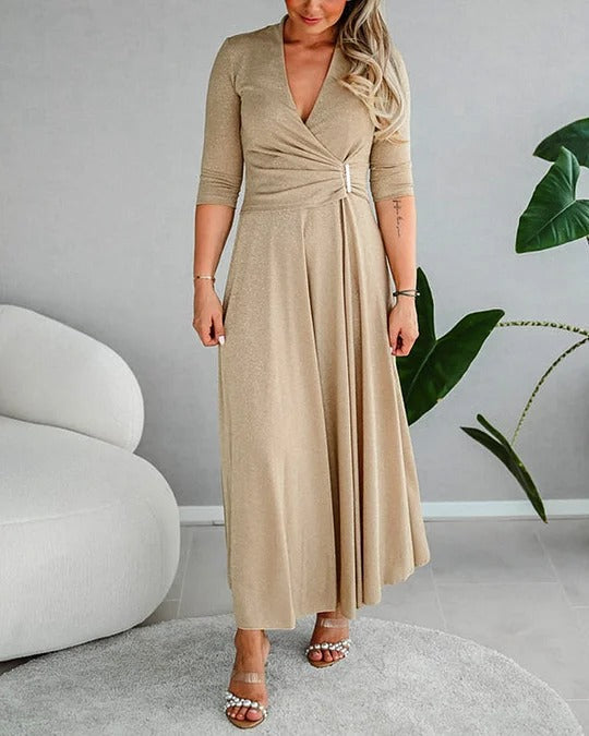 Elasie | Elegantes Midikleid mit V-Ausschnitt