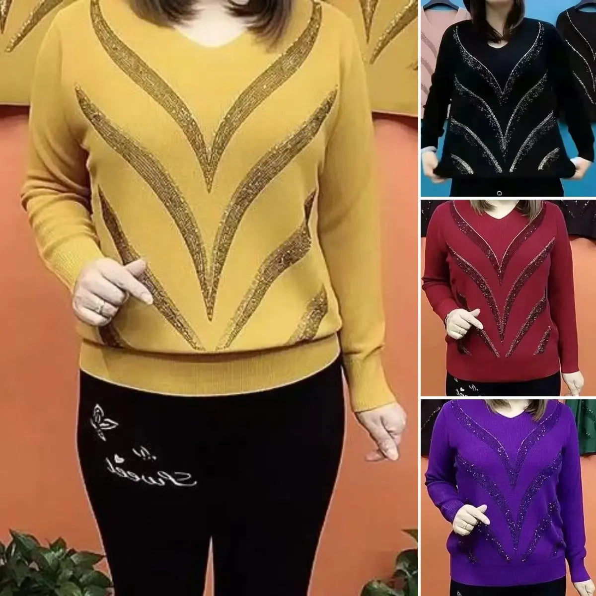 Amycha | Locker sitzender, warmer Strickpullover mit Stretchanteil