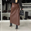 Zamarah | Kunstlederrock mit Hoher Taille & Schlitz