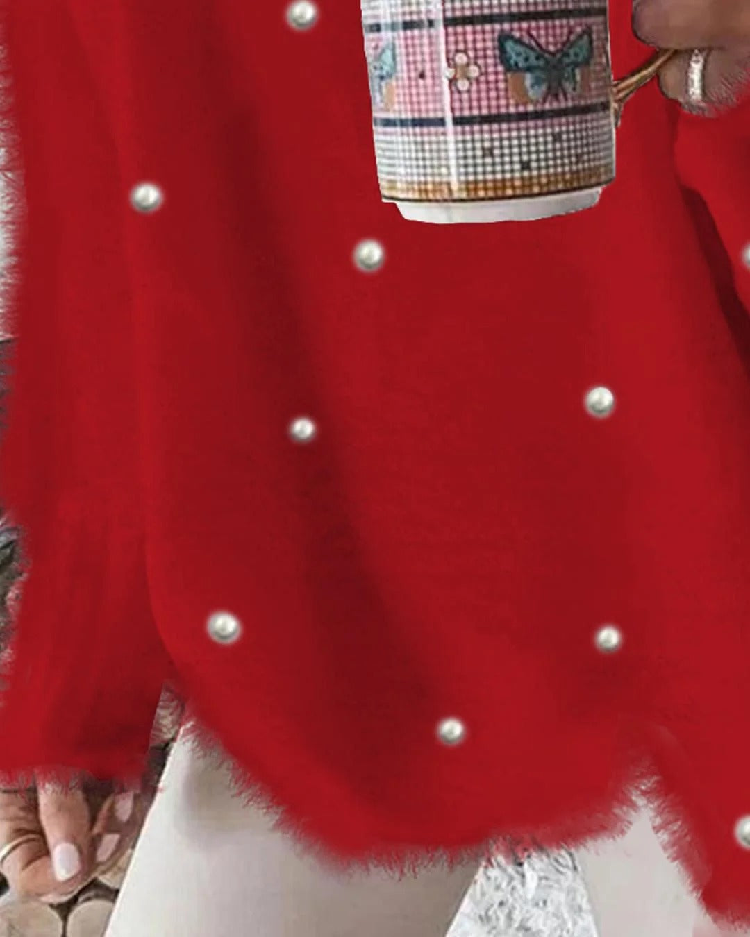 Averie | Perlenbesetzte V-Ausschnitt-Pullover