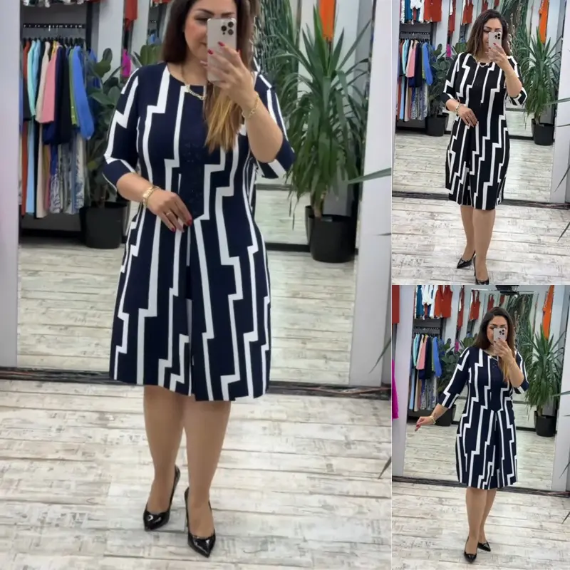 Lia™ | Stilvolles Kleid mit auffälligem geometrischem Muster