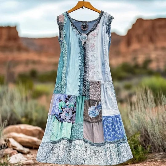 Letecia | Vintage Kleid mit Spitze und floralem Muster