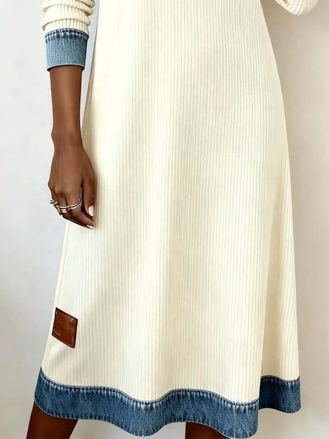 Karlia | Damenkleid im Patchwork-Stil aus Denim
