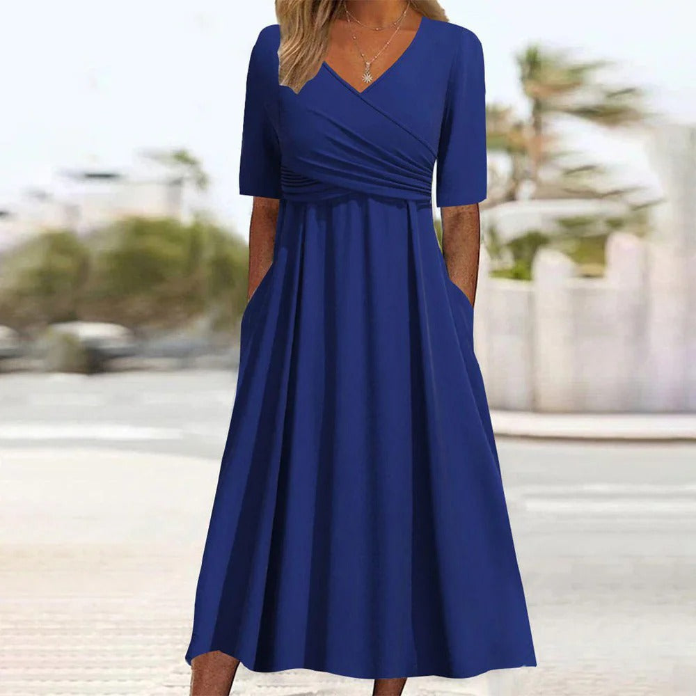 Haley | stylisches Midikleid mit V-Ausschnitt