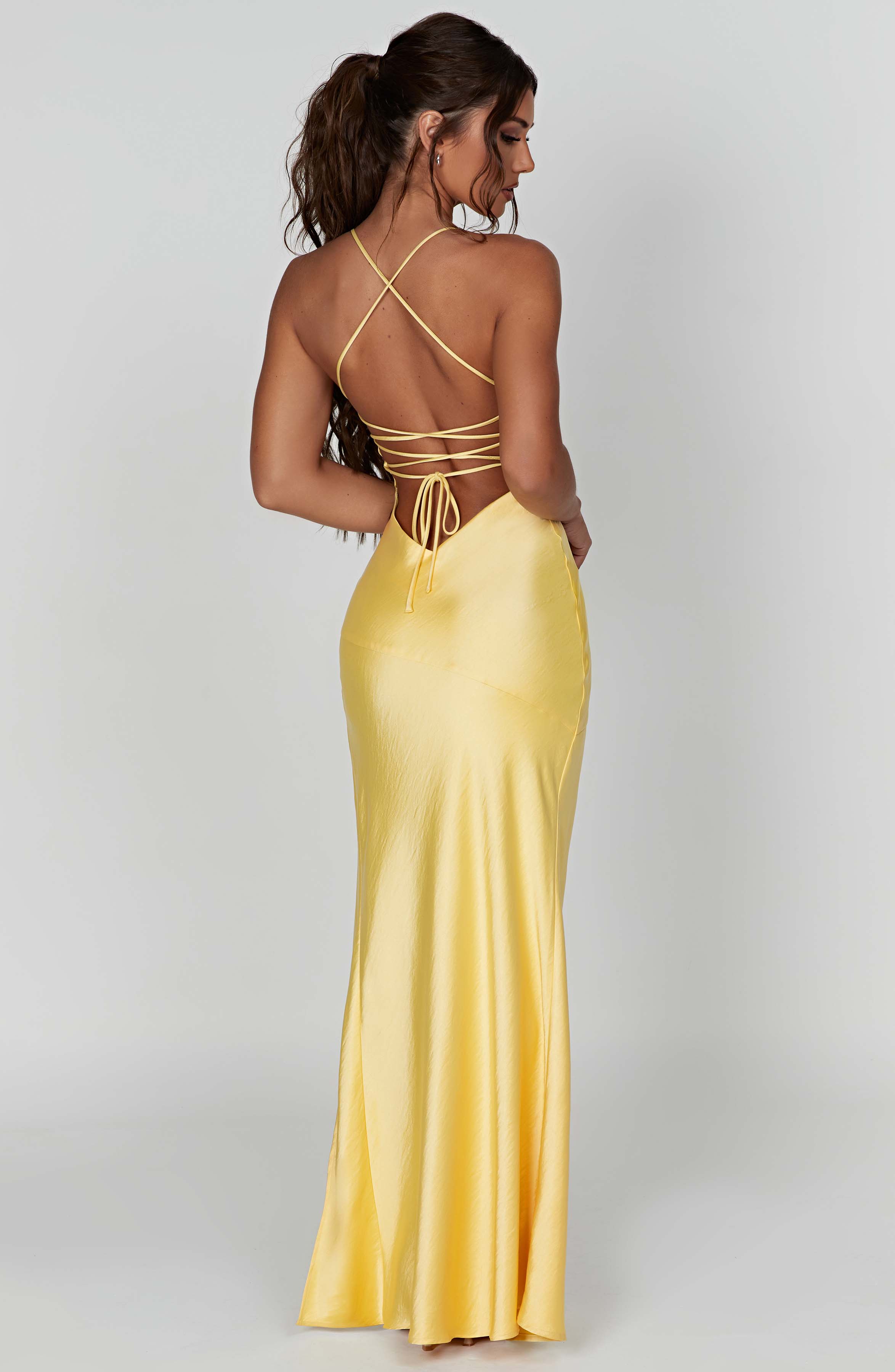 Jocelyn | Elegantes seidiges Satin Maxikleid
